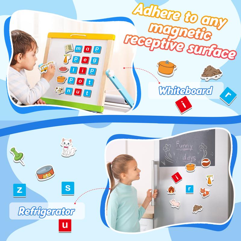 Magnetic Letters & CVC Word Games, Phonics Games, Alphabet Learning Toys, Refrigerator Fridge ABC Magnets, Spelling Reading for Classroom