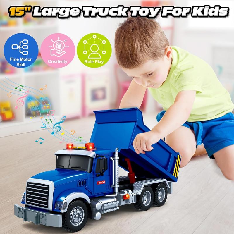 Large Dump Truck Toy for 3 4 5 6 7 Years Old Boy, Truck Toy with Sound and Light, Kids Toddlers Birthday Gifts for Boys & Girls,for Indoor & Outdoor