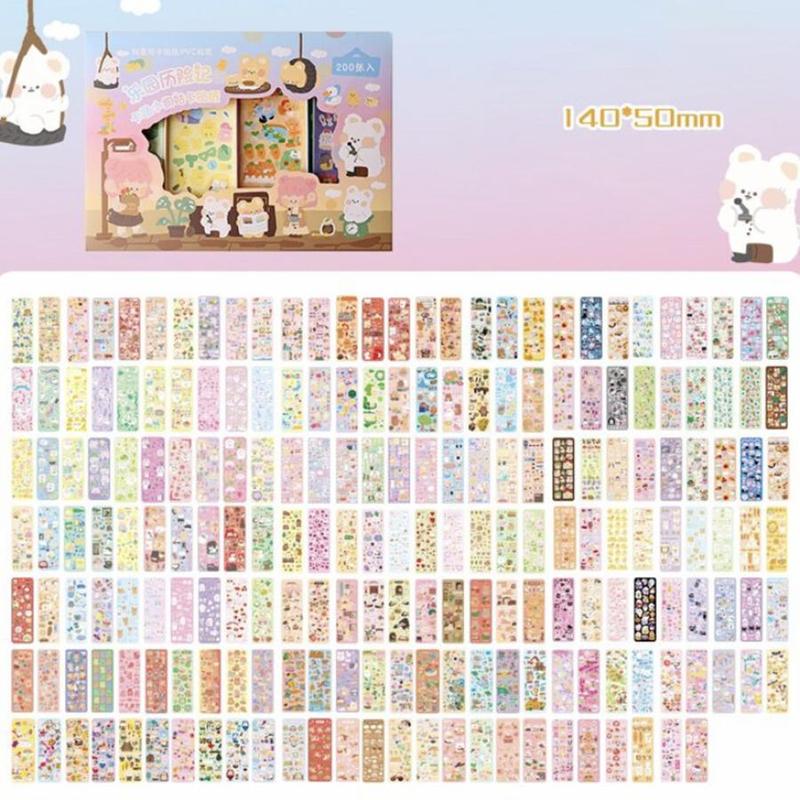 200pcs pack Cute Cartoon Patterns Sticker, Multipurpose Self Adhesive Stickers for DIY Craft, Decoration, Hand Account