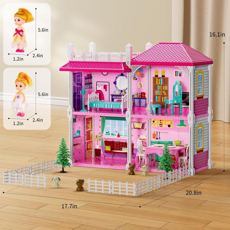 Dream Villa Playset for Girls Ages 2-7 - DIY Dollhouse Toys with Accessories & Furniture