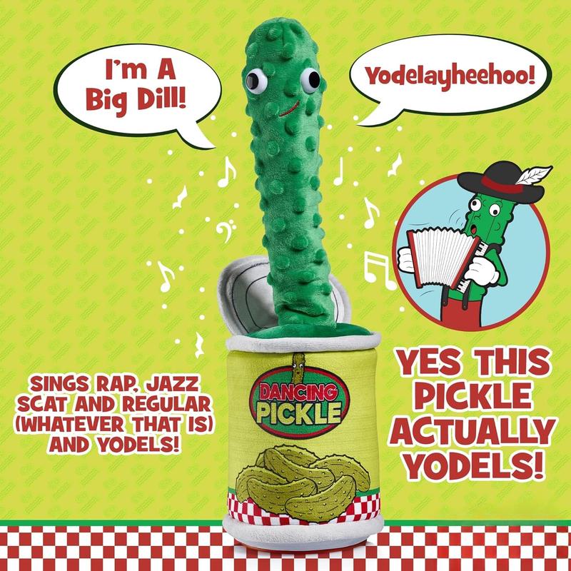 Dancing Pickle - Sings, Repeats What You Say & Tells Jokes, Singing & Talking PickleToy, Electronic Yodeling Pickle for Anyone Who Loves Pickles and Funny Gag Gifts