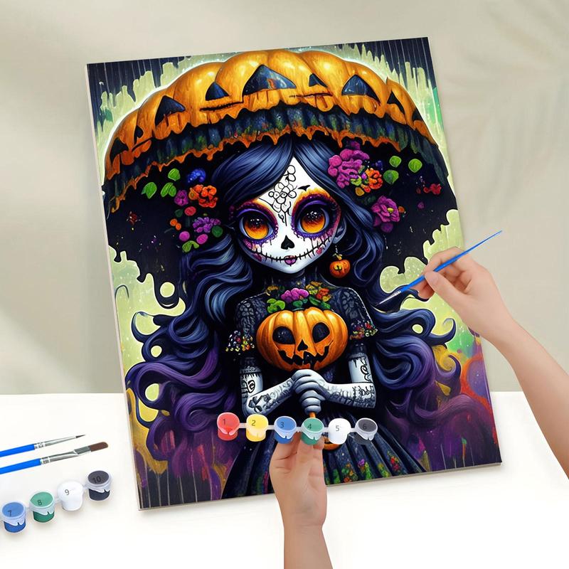 Day Of The Dead Girl Pattern Frameless DIY Painting By Numbers Kit, 1 Set DIY Paint By Numbers with Paint & Brushes, Wall Art Decoration for Home Room Bedroom