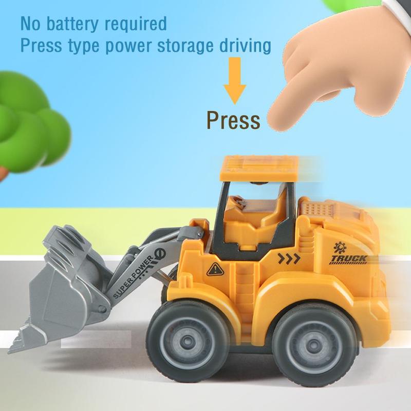 Construction Vehicle Toy, 4 Counts set Inertia Car Toy, Engineering Vehicle Excavator Bulldozer Road Roller Simulation Model Toy for Boys