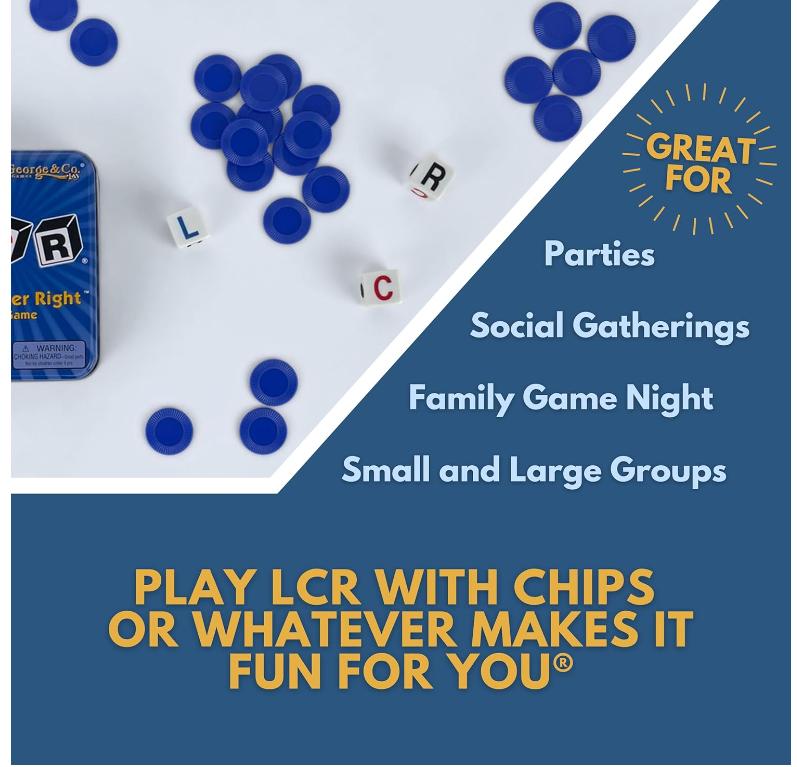 Left Center Right Dice Game - Blue Tin