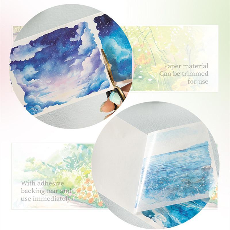 Landscape Pattern Washi Tape, 1 Roll Scrapbooking & Journal Making Material Tape, DIY Decorative Tape for Students School Home