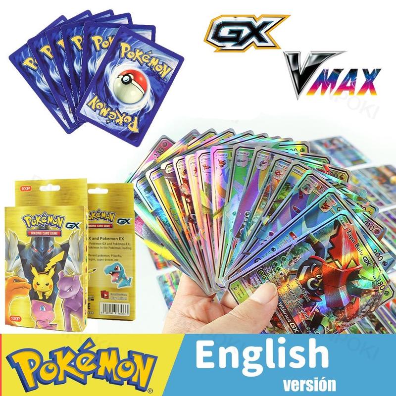 Pokemon Card Set 100 VMAX, Pokemon Game Booster, Toy Collection for Children