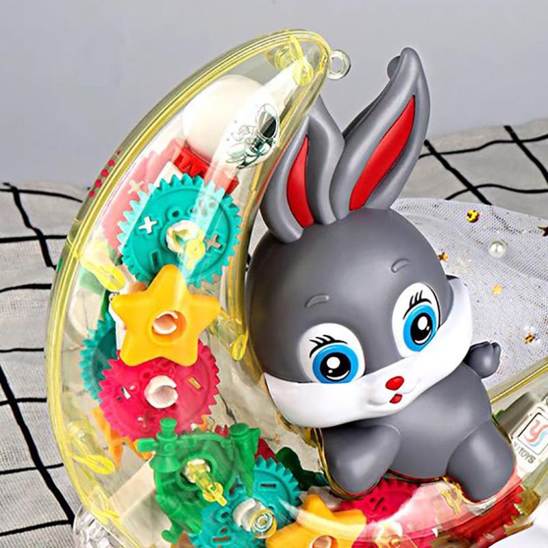 Cute Gear Moon Rabbit Crawling Toy With Light And Music Unique Holiday Birthday Gift