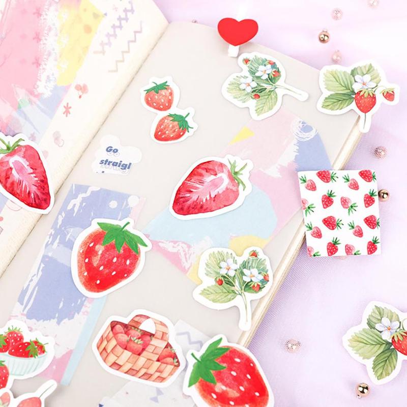 Strawberry Cheese Pattern Sticker, 45pcs box Creative Special-shaped Seal Sticker, Decorative Sticker for DIY Scrapbooking & Journal Making