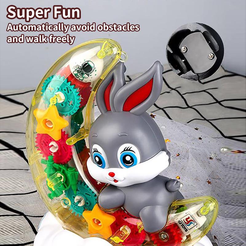 Cute Gear Moon Rabbit Crawling Toy With Light And Music Unique Holiday Birthday Gift