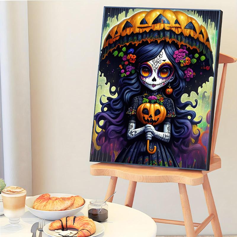 Day Of The Dead Girl Pattern Frameless DIY Painting By Numbers Kit, 1 Set DIY Paint By Numbers with Paint & Brushes, Wall Art Decoration for Home Room Bedroom