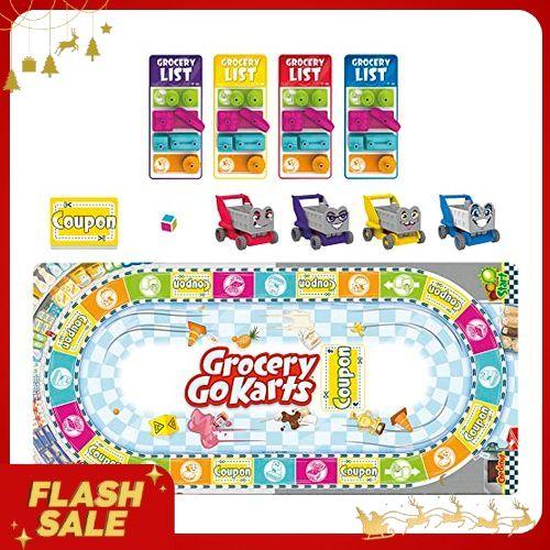 Grocery Go Karts Board Game for Preschoolers and Kids Ages 4 and Up, Building Game with Mini Groceries, Preschool Games for 2-4 Players