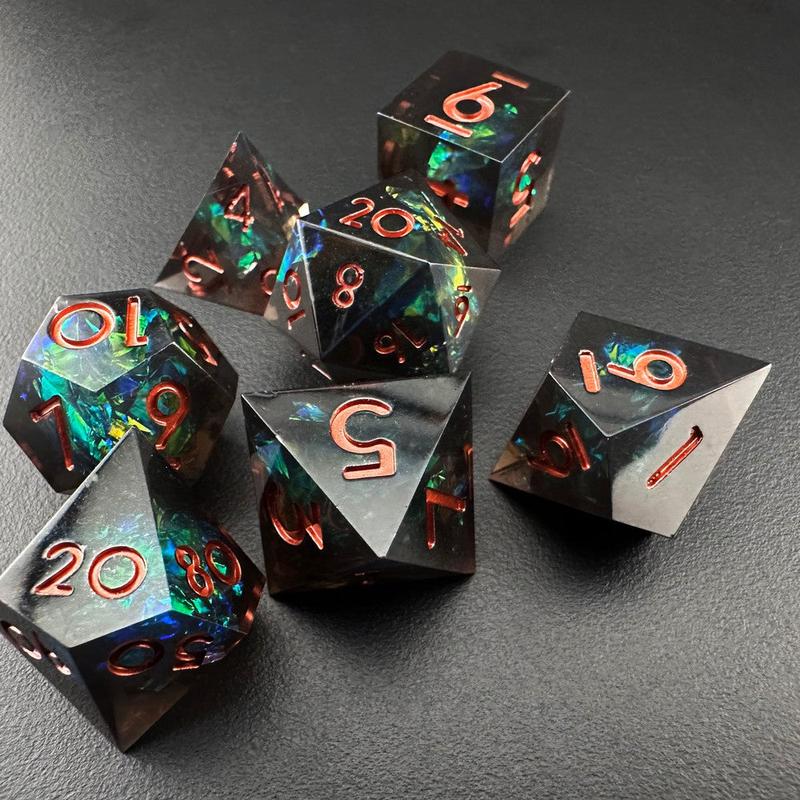 MinMax Misfits Obsidian Grove Sharp Edged Resin Polyhedral DnD Dice Set for Dungeons & Dragons (7pc) | DnD | Tabletop RPGS |  | TTRPGs