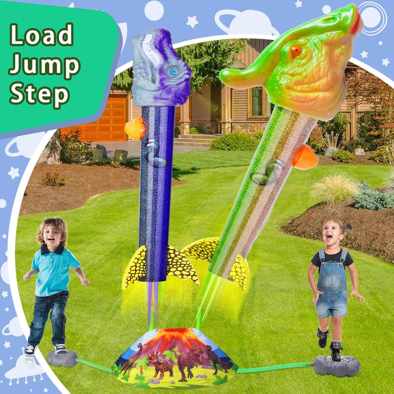 Dinosaur Rocket Launcher for Kids - Launch Up to 100 Ft, 8 Rockets and 2 Pads for Multi-Player, Dinosaur Toys, Birthday Gift Ideas, Toys for 3 4 5 6 7 Year Old Boys, Outdoor Outside Toys