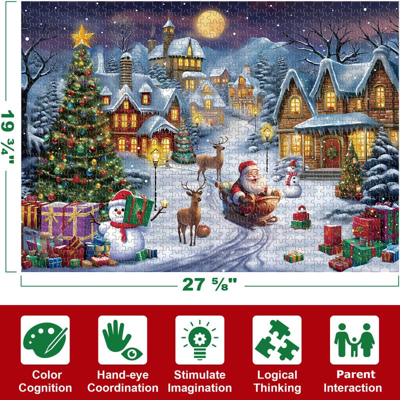 Advent Calendar Puzzle 2024 - 1000 Pieces Christmas Jigsaw Puzzle, Christmas Countdown Calendar Family Game Holiday Gift, 24-Day Surprise Countdown for Boys Girls Women Men Christmas Gifts