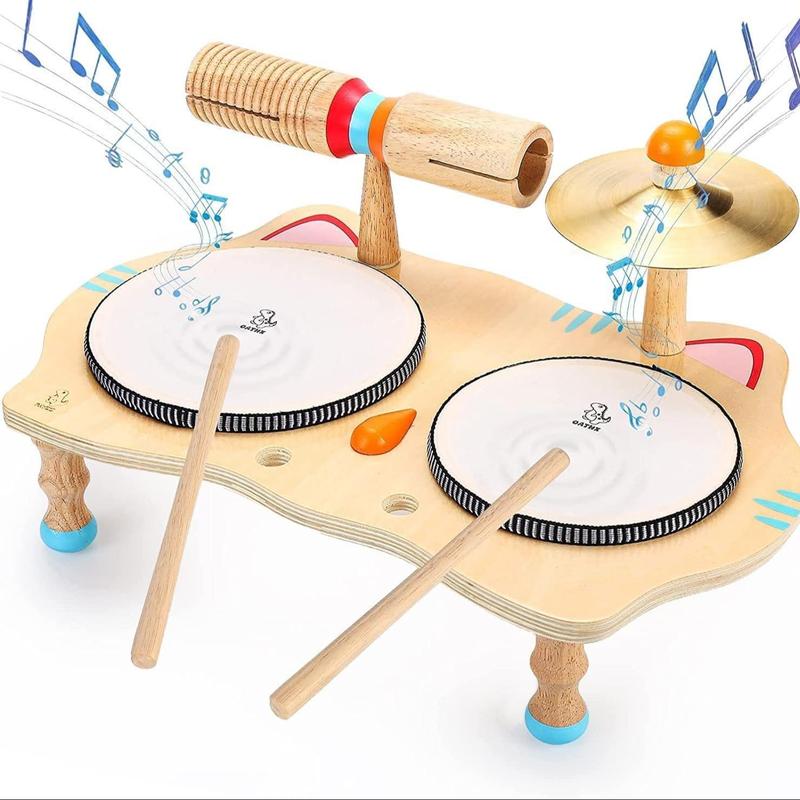 Wooden Drum Set, 1 Box Montessori Musical Instrument Set, Natural Wooden Music Kit, Sensory Toys, Birthday Gifts