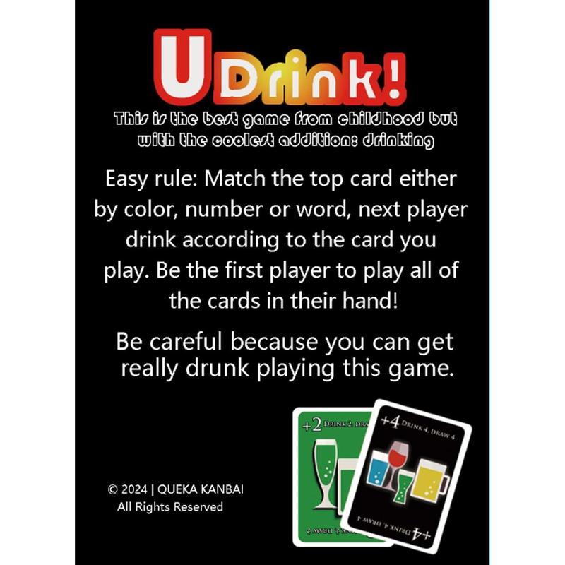 UDRINK! - The Drinking Game Cards for Adults, Fun & Easy Games for Adult Game Nights - Couple Games, Bachelorette Party Games to Get Buzzed Easily - 2024 New Edition -