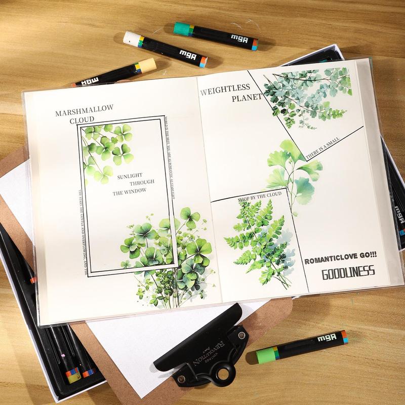 Watercolor Plant Themed Material Paper, 20pcs pack Scrapbooking & Stamping Paper, DIY Decorative Paper for Scrapbooking & Journal Making