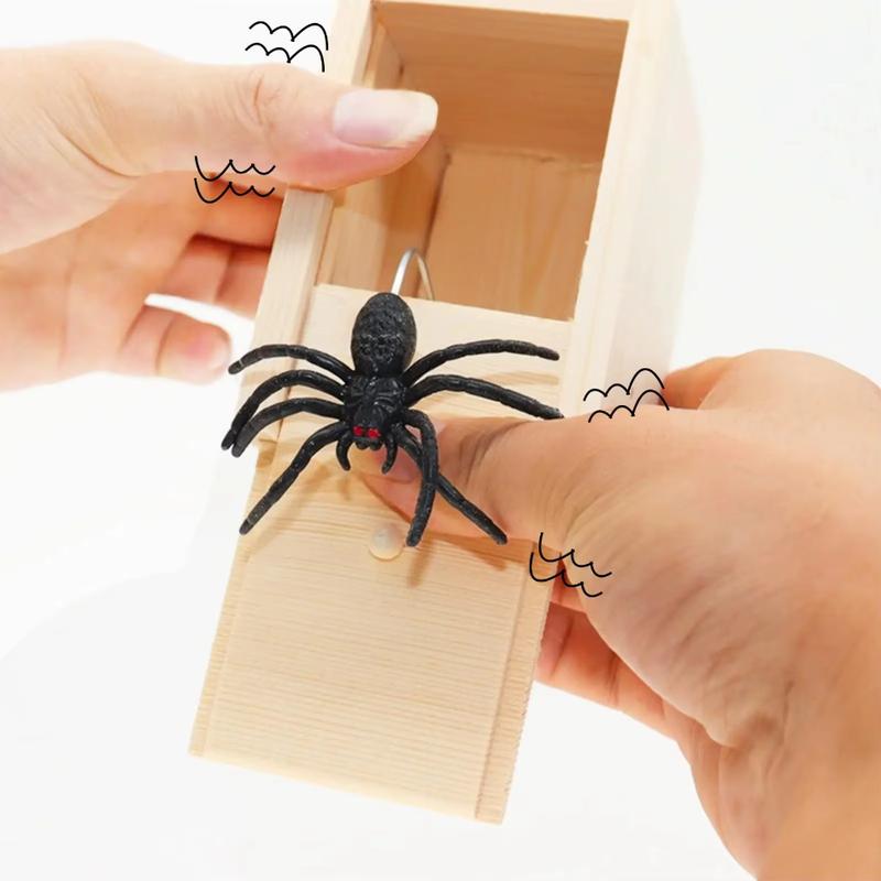 Prank Spider Wooden Scare Box Trick Play Joke Lifelike Surprise April Fools' Day Funny Novelty Toys Gags Practical Gifts