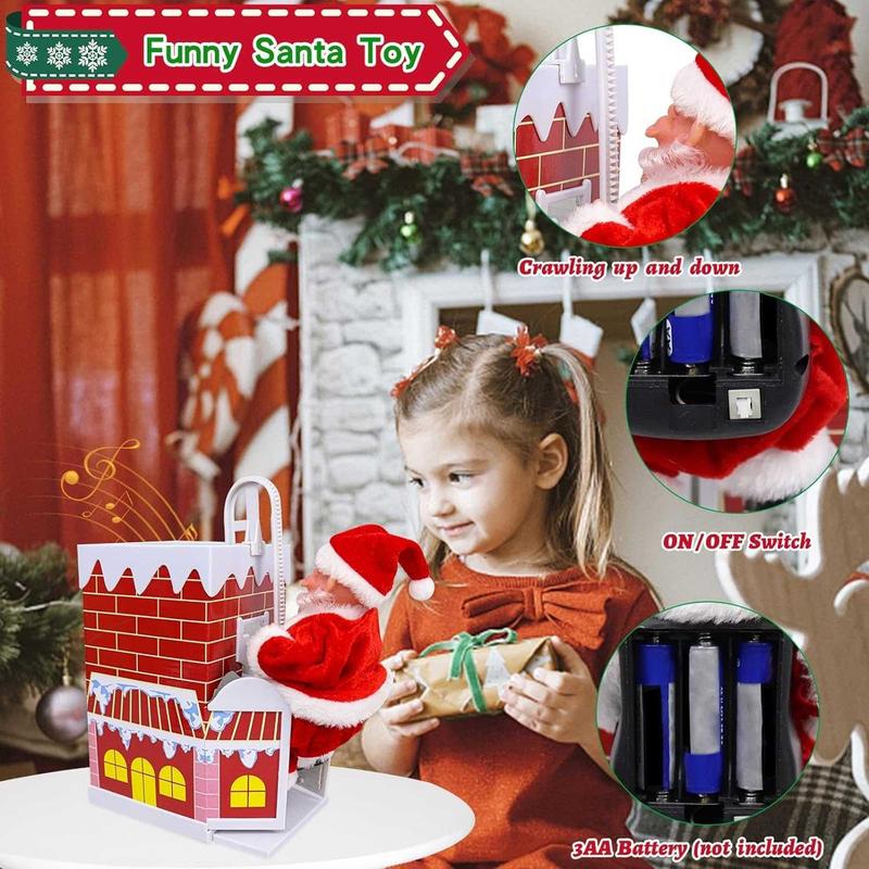 Christmas Santa Claus Doll with Music Electric Toy - Over the Wall Climbing Chimney Cartoon - Perfect Christmas Gift