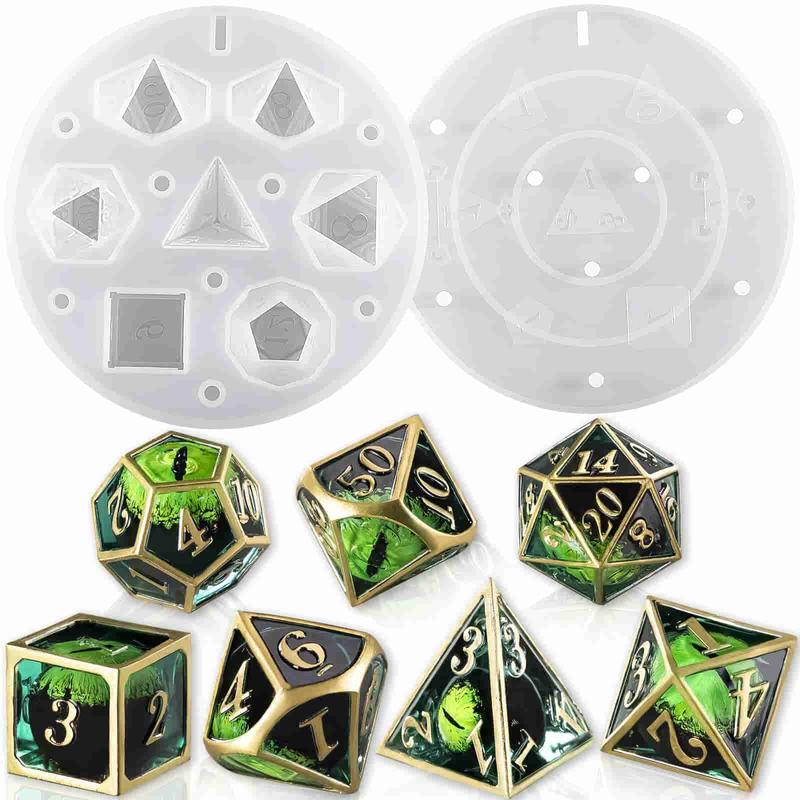 Upgraded Dice Resin Molds, Large DND Silicone Dice Molds for Resin with 7 Cavities, Polyhedral Stereoscopic Game Dice Epoxy Resin Molds for DIY Dices Making, Table Board Game - LET'S RESIN