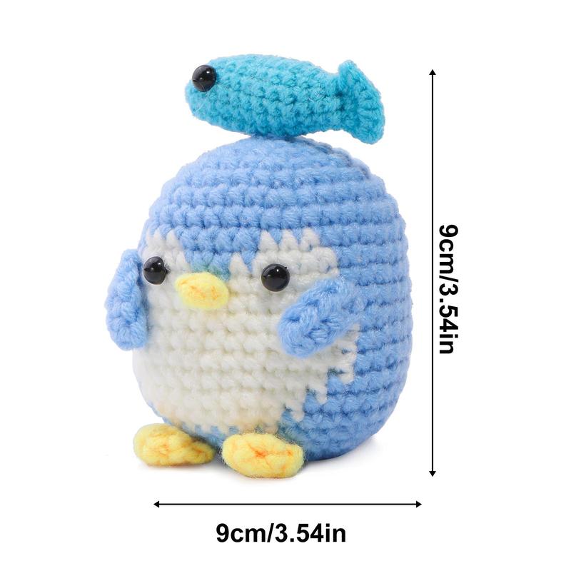 DIY Penguin Pattern Crochet Kit, 1 Set Cute Animals Crochet Starter Set with Video Tutorials & Crochet Tools, Christmas Gift, Complete Knitting & Crochet Kit for Beginners