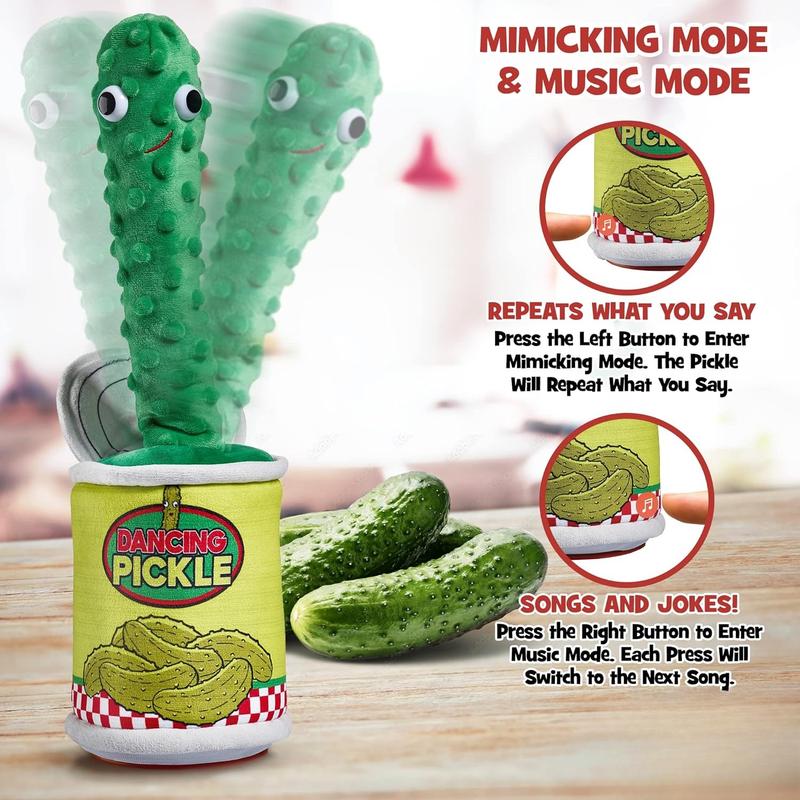 Dancing Pickle - Sings, Repeats What You Say & Tells Jokes, Singing & Talking PickleToy, Electronic Yodeling Pickle for Anyone Who Loves Pickles and Funny Gag Gifts