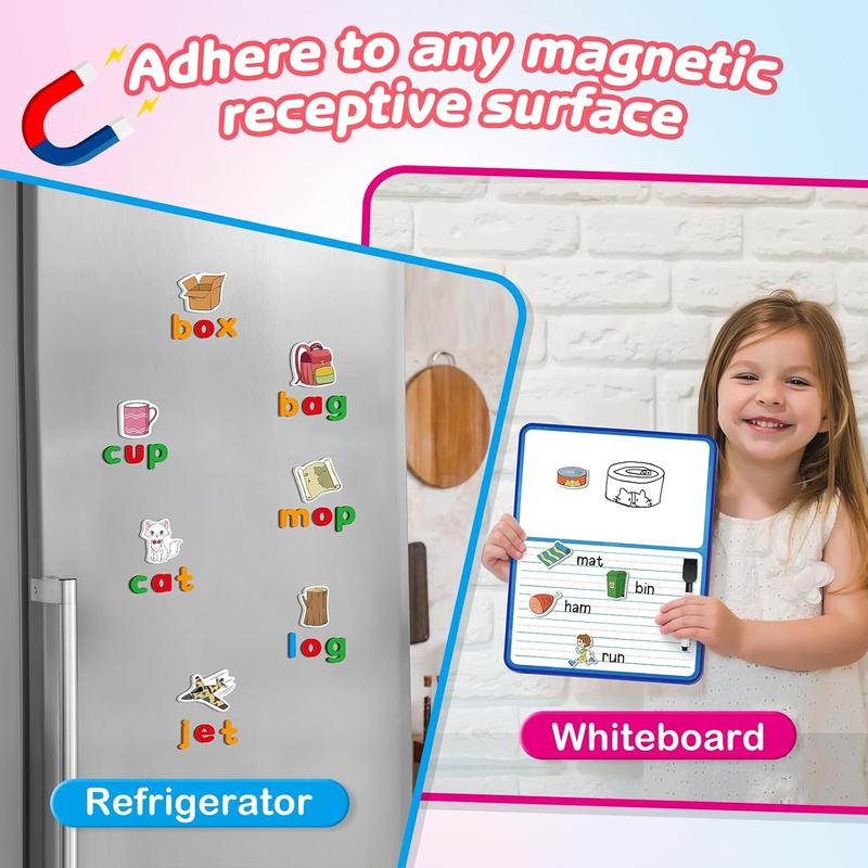 Magnetic Letters & CVC Word Games, Phonics Games, Alphabet Learning Toys, Refrigerator Fridge ABC Magnets, Spelling Reading for Classroom