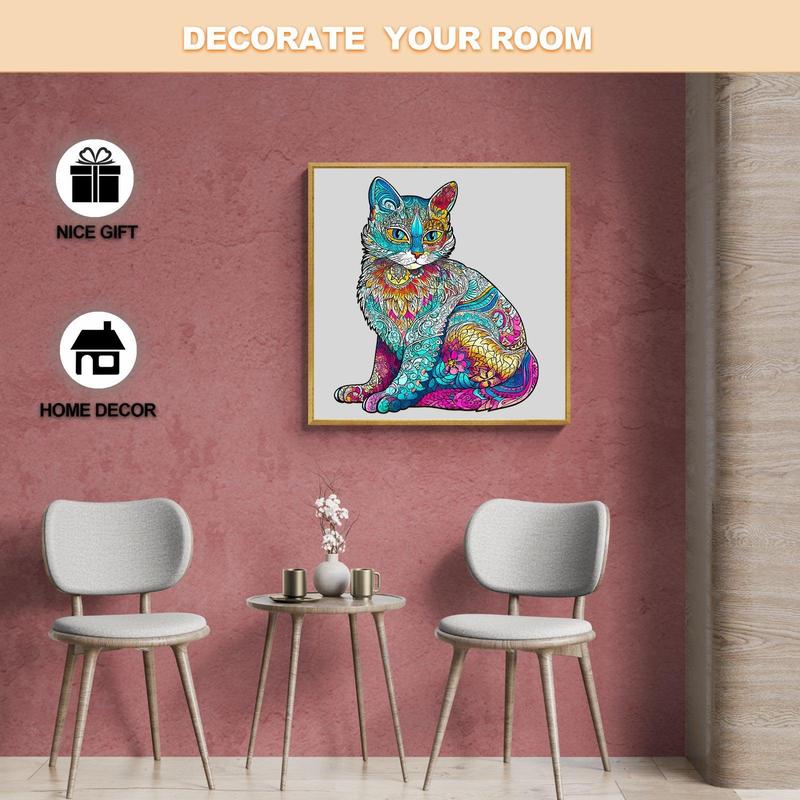 Elegant Cat Wooden Jigsaw Puzzle for Kids and Adults