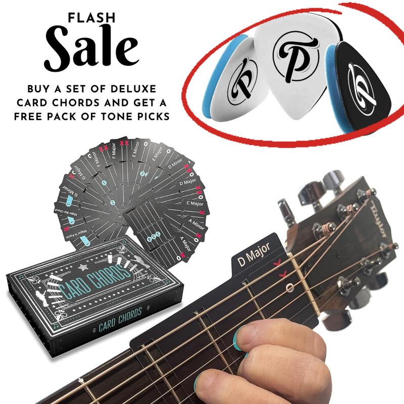 Learn to Play Guitar in Minutes | Deluxe Card Chords & Tone Pick Pack for Quick Guitar Learning