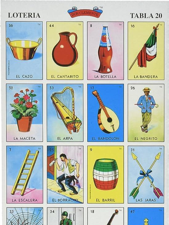 Original Don Clemente Autentica Loteria Mexican Bingo Set 20 Tablets Colorful and Educational