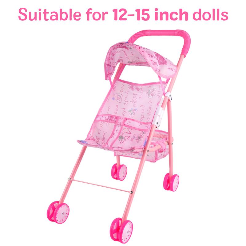 BABESIDE Baby Doll Stroller Set with Doll, Baby Doll Accessories with Baby Doll PlaySet, Pretend Doll Play Set Kids Gift