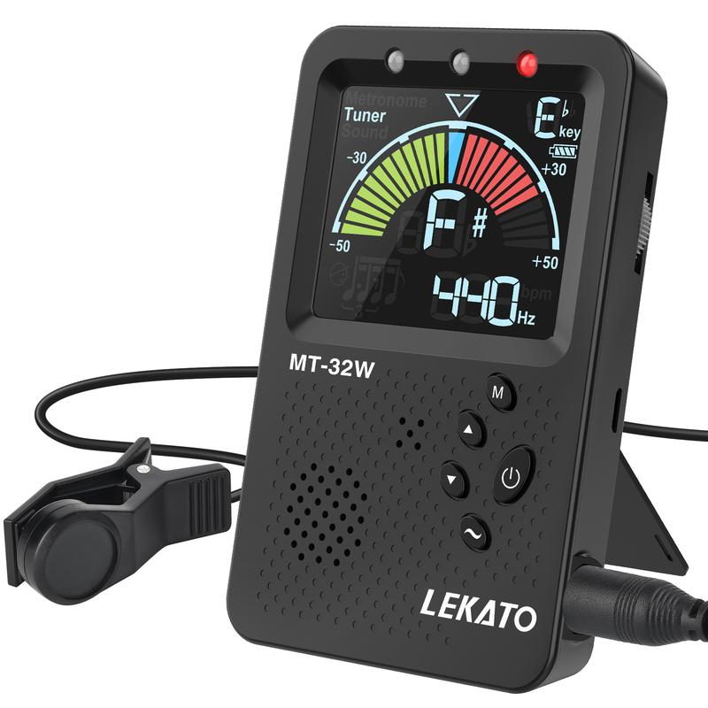 LEKATO MT-3200W Metronome Tuner, Rechargeable 3 In 1 Digital Metronome with Vocal Count, Tone Generator Tuners for Guitar, Bass, Violin, Ukulele, Chromatic, Clarinet, Trumpet, Flute, All Instruments