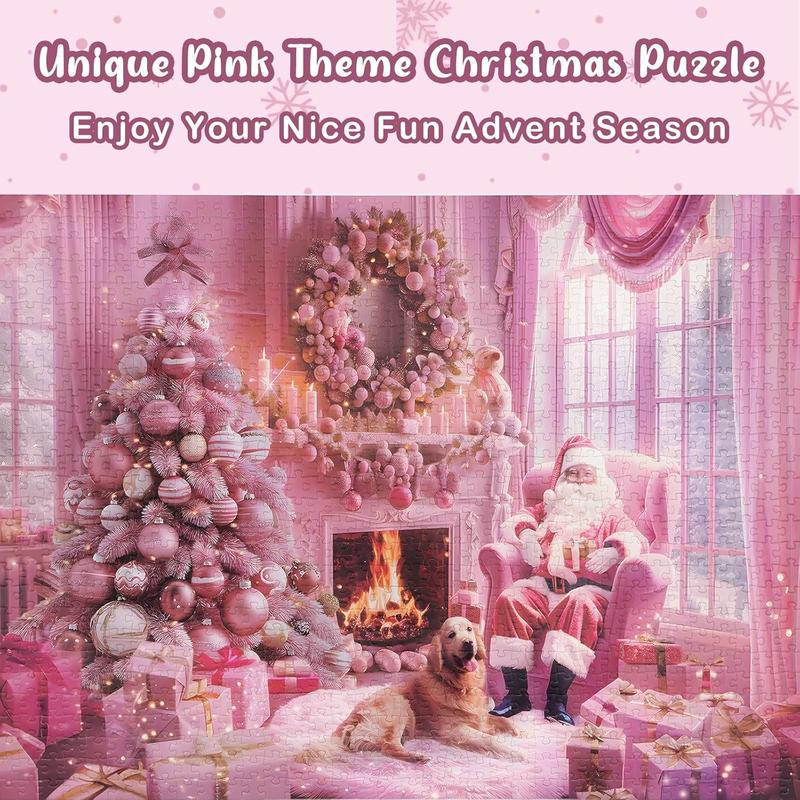 Puzzle Advent Calendar 2024,1008 Pieces Pink Christmas Jigsaw Puzzles,24 Days Puzzle Countdown Calendar Gift for Kids & Adults,Fun Christmas Holiday Gift for Girls,Boys,Teens,Family