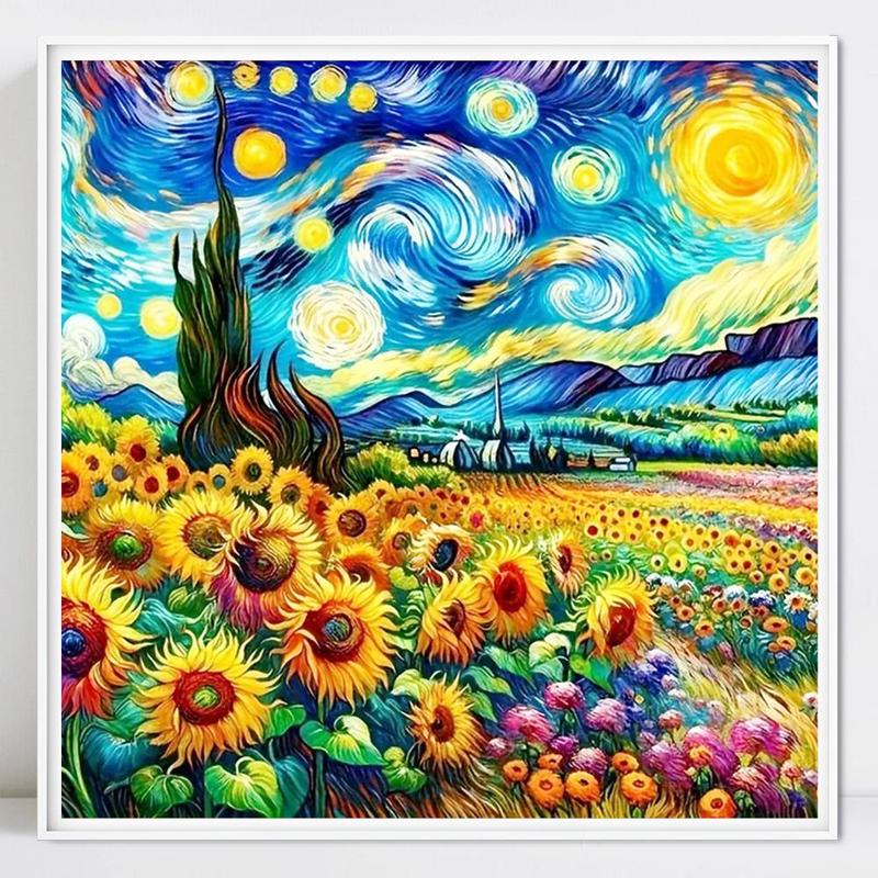 Starry Sky Pattern DIY Diamond Arts Colorful Painting Kit without Frame, 5D Diamond Decor Painting by Numbers Kit, DIY Wall Art Decor