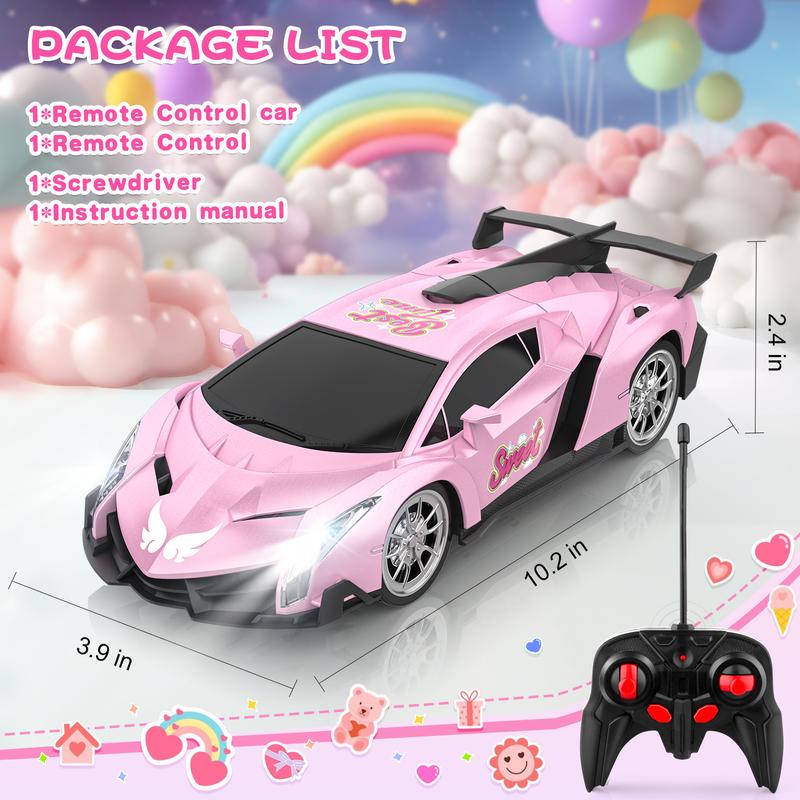 Growsland Remote Control Car for Girls, 1:18 Pink RC Cars Toys for Kids  Electric Vehicle Toy Car Hobby Racing Car , Birthday Gifts for  Age 3 4 5 6 7 8 9 Year Old rc car remote control toy  race