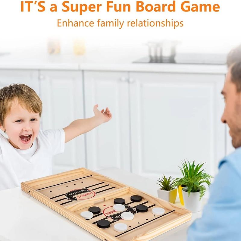 Fast sling puck game - Fun-Filled Wooden Tabletop Battle for Kids & Adults! Fast-Paced Ice Hockey Action, Perfect for Family Game Nights & Parties