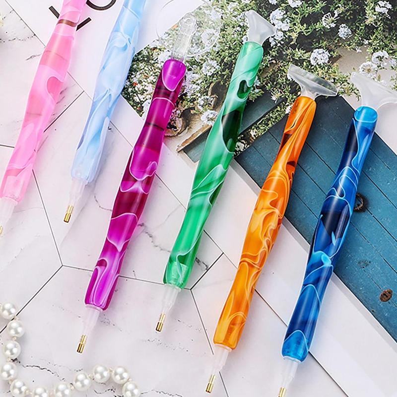 6pcs Random Color Artificial Diamond Painting Pens, DIY Painting Tools, Creative Handmade Accessories