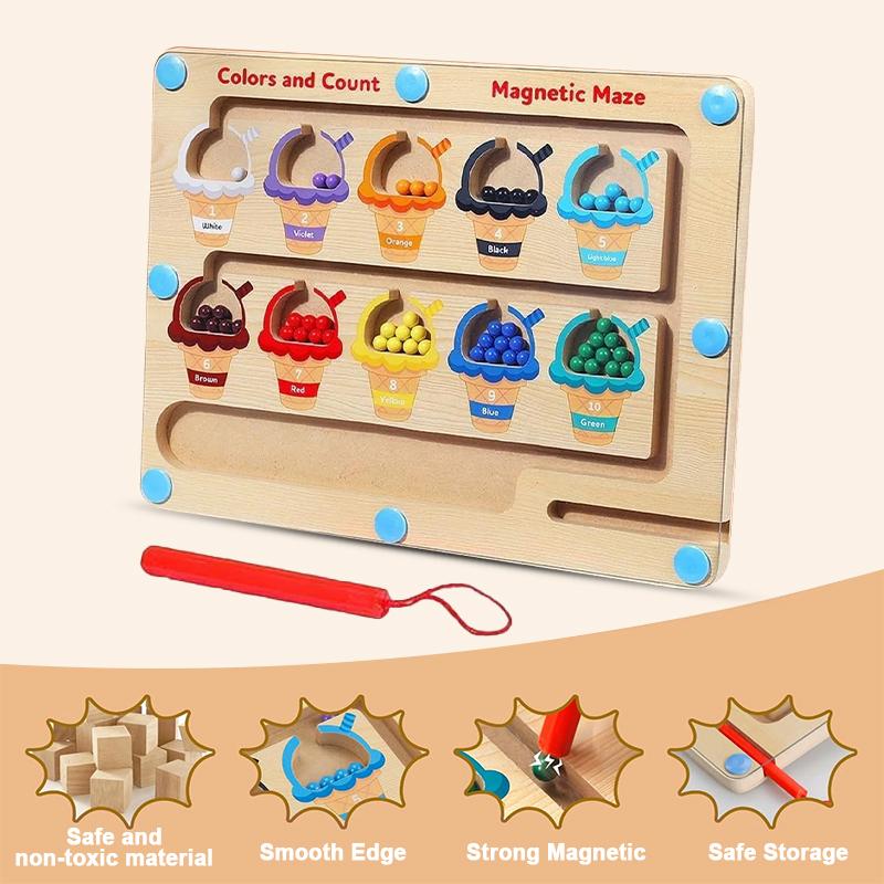 Qyeah Magnetic Color & Number study board -  Color Matching Learning Counting Board for Boys Girls students Fall Deals For You Magnetic Alphabet Number Maze Magnetic Color