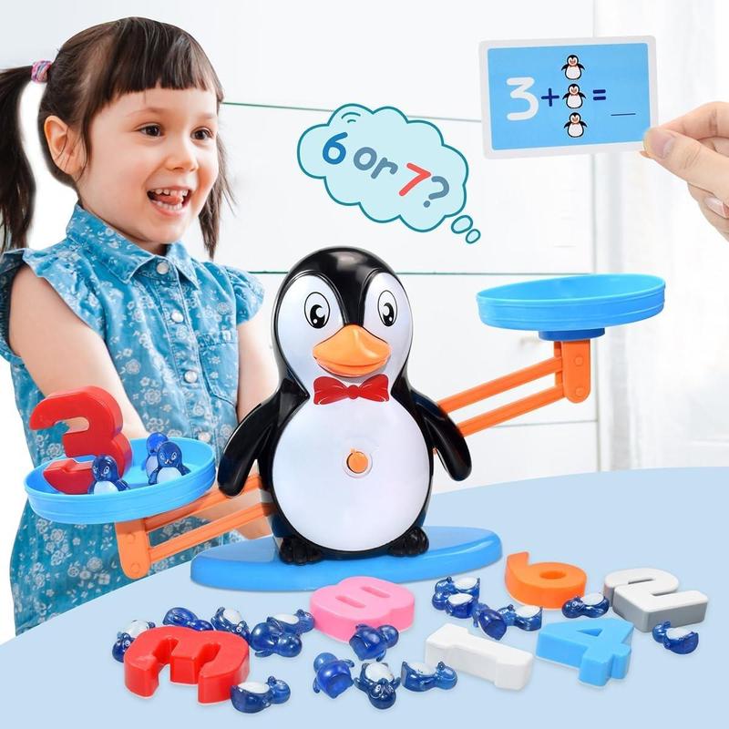 Penguin Design Math Balance Toy, 1 Set Number Scale Toy, Number Learning Toy Set, Sensory Toy, Home Decoration