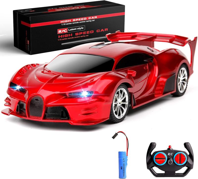 Remote Control Car 2.4Ghz Rechargeable High Speed 1 18 RC Cars Toys for Boys Girls Vehicle Racing Hobby with Headlight Christmas Birthday Gifts for Kids (Red)