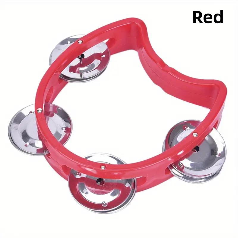 Plastic Handheld Tambourine, Hand Held Percussion Drum, Tambourine Musical Rhythm Instrument, Hand Percussion Tambourine Musical Instrument for Adults Music Lovers for Party Stage Performance, Christmas Gift