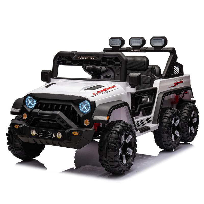 24V Ride On Large PickUp Truck Car for Kids. Ride On 4WD Toys with Remote Control. Parents Can Assist in Driving. Bluetooth Music Version. Pickup Truck Design with Spacious Storage in the Rear.