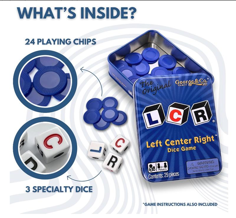 Left Center Right Dice Game - Blue Tin