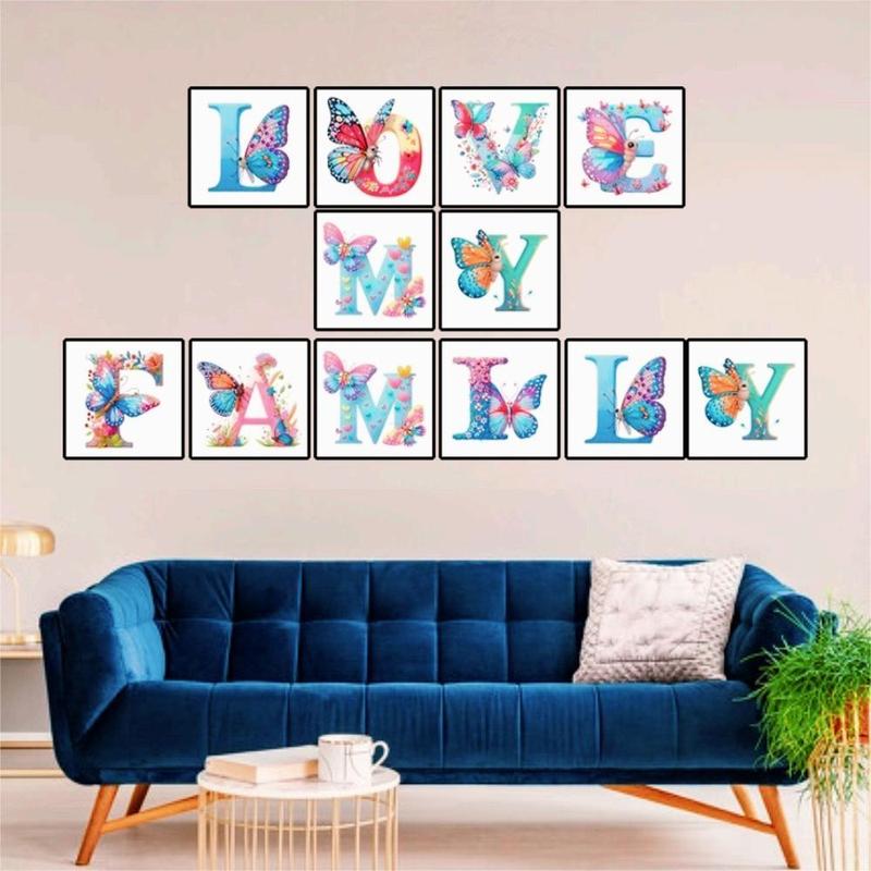 Christmas Alphabet Diamond Painting Picture without Frame, DIY Diamond Art Painting Kit, DIY Decorative Painting for Home Bedroom Living Room, Summer Gift, DIY Kits for Teens, Thanksgiving, Chrismats Gift Set