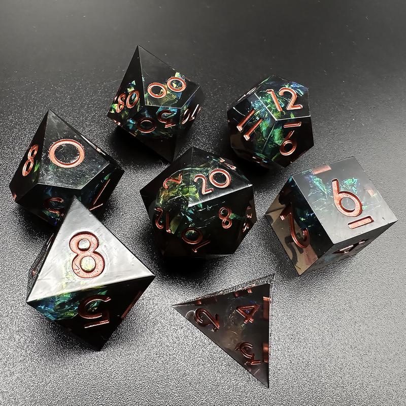 MinMax Misfits Obsidian Grove Sharp Edged Resin Polyhedral DnD Dice Set for Dungeons & Dragons (7pc) | DnD | Tabletop RPGS |  | TTRPGs