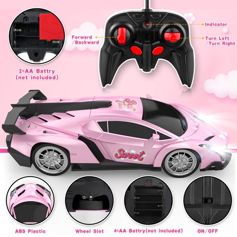 Growsland Remote Control Car for Girls, 1:18 Pink RC Cars Toys for Kids  Electric Vehicle Toy Car Hobby Racing Car , Birthday Gifts for  Age 3 4 5 6 7 8 9 Year Old rc car remote control toy  race