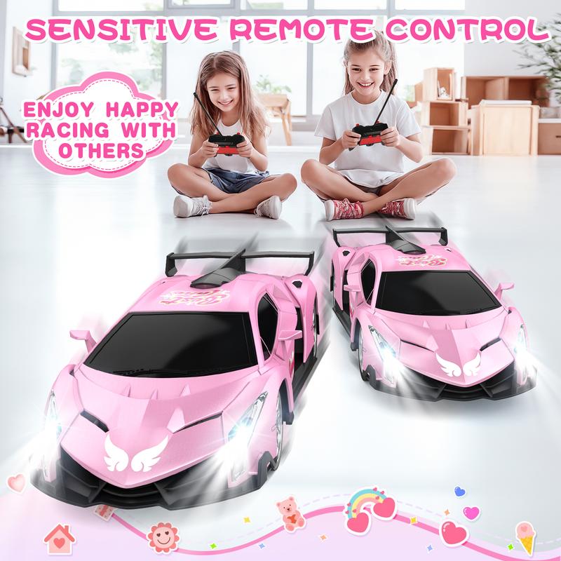 Growsland Remote Control Car for Girls, 1:18 Pink RC Cars Toys for Kids  Electric Vehicle Toy Car Hobby Racing Car , Birthday Gifts for  Age 3 4 5 6 7 8 9 Year Old rc car remote control toy  race