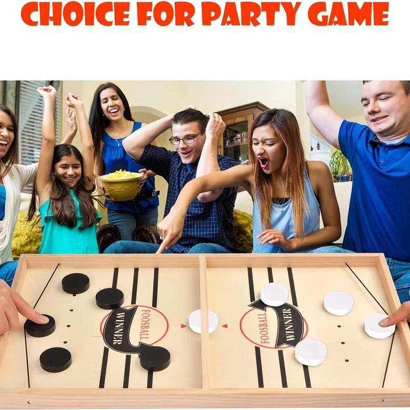 Fast sling puck game - Fun-Filled Wooden Tabletop Battle for Kids & Adults! Fast-Paced Ice Hockey Action, Perfect for Family Game Nights & Parties