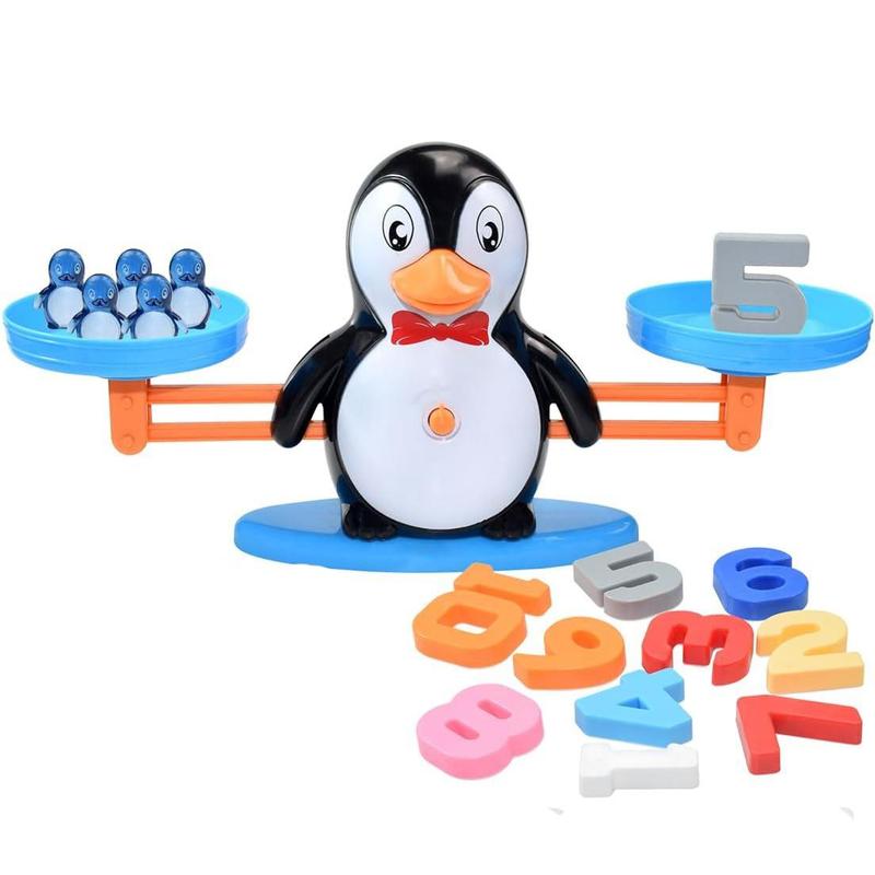 Penguin Design Math Balance Toy, 1 Set Number Scale Toy, Number Learning Toy Set, Sensory Toy, Home Decoration