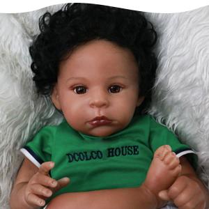 Wooroy Realistic Reborn Baby Doll - 22 Inch African American Newborn Boy Doll, Lifelike Weighted Soft Body, Brown Skin, Black Hair, Birthday Gift, Christmas Gift, Perfect Gift, Girl Gift, Kids Gift, Big Sister Gift for Kids Age 3 +